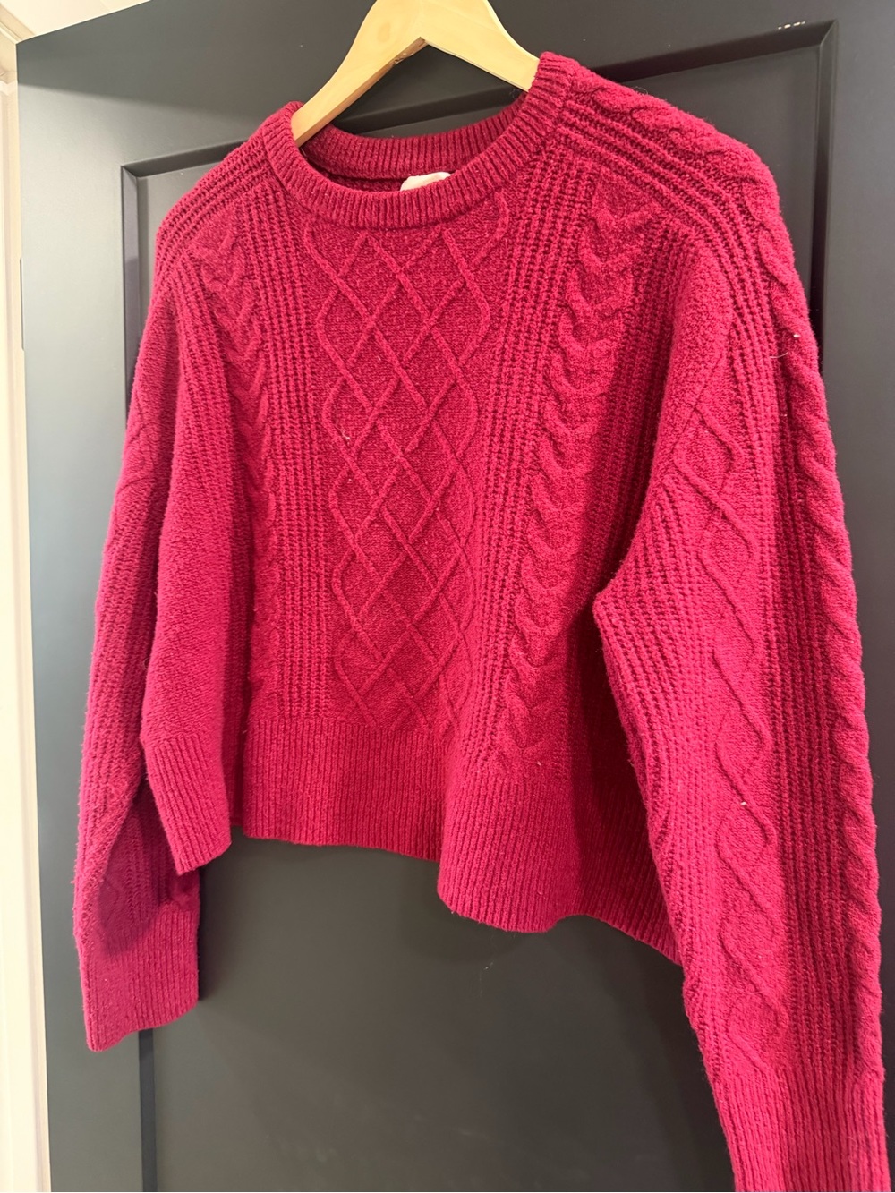 Universal Thread Raspberry Cable Knit Crew Sweater
